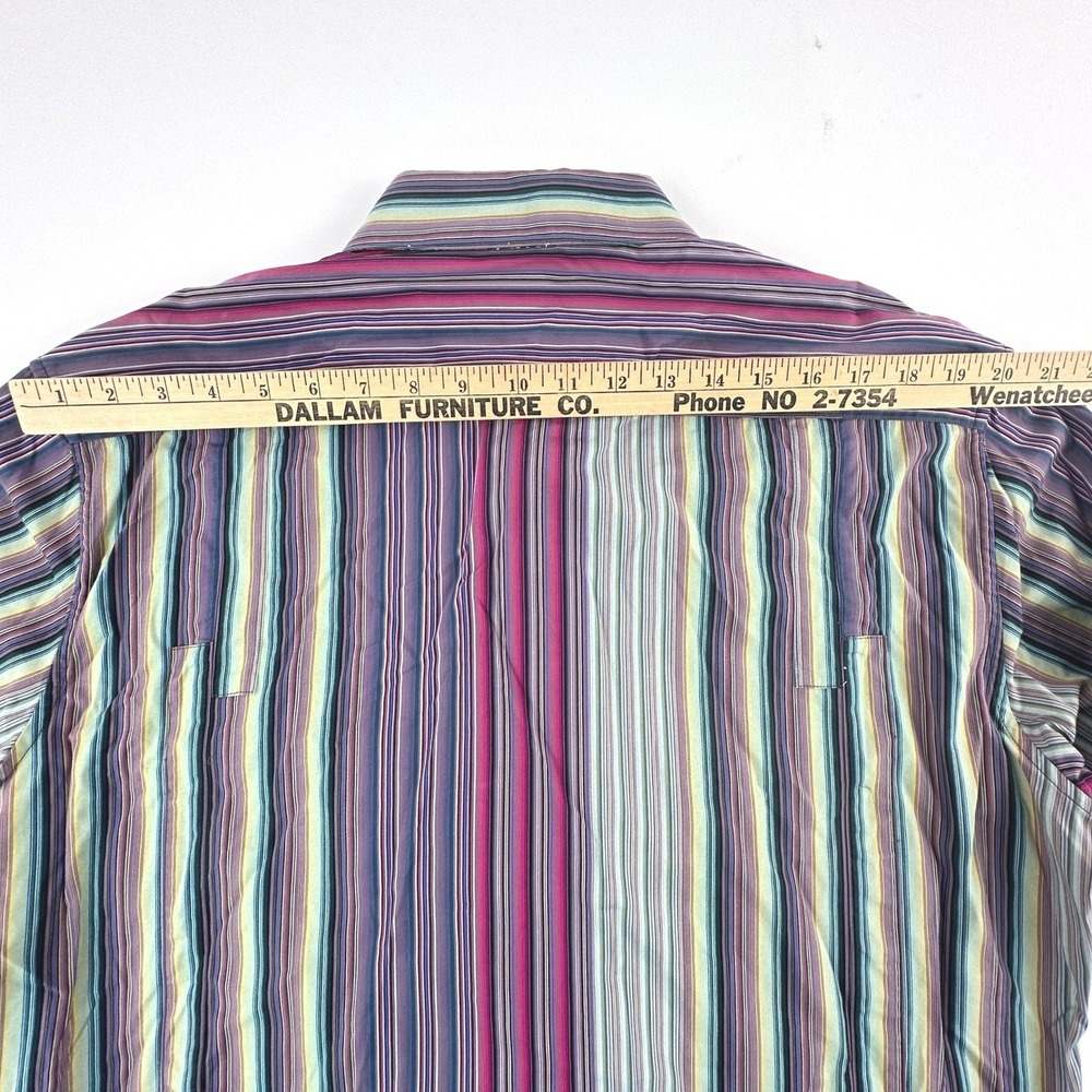 Robert Graham Mens Large Button‎ Up Shirt Purple Striped Embroidered Scooter L - Picture 13 of 16